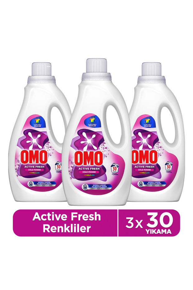 Active Fresh Cold Power Renkliler için Sıvı Deterjan 1500 ml x3 - 1