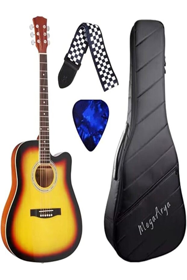 41 Inch Acoustic guitar With Foam Case,Strap And Picks For Beginners(Sunburst)