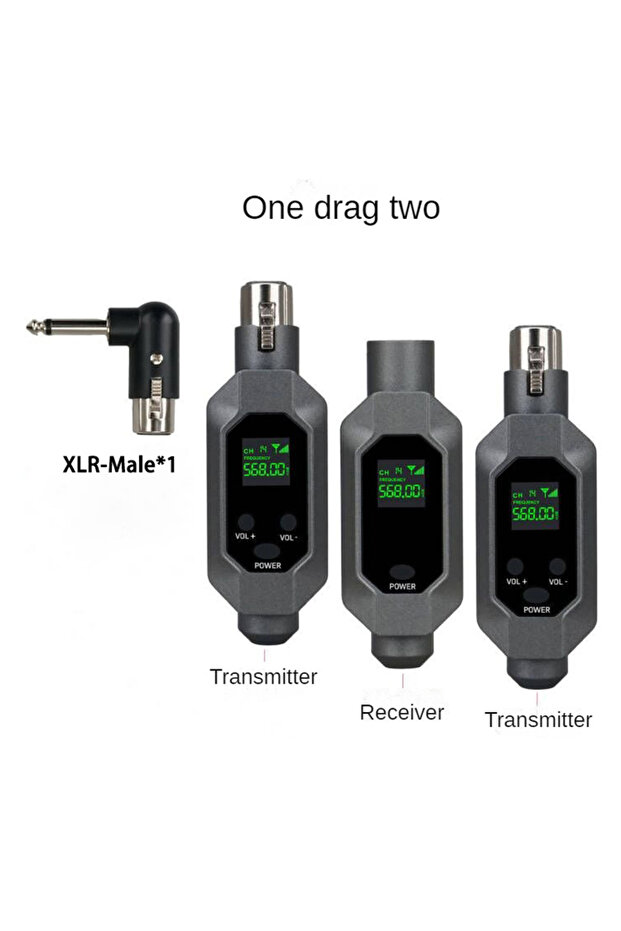 for two mic Wired to wireless microphone Convert XLR Transmitter Receiver System for Dynamic Microph - 1
