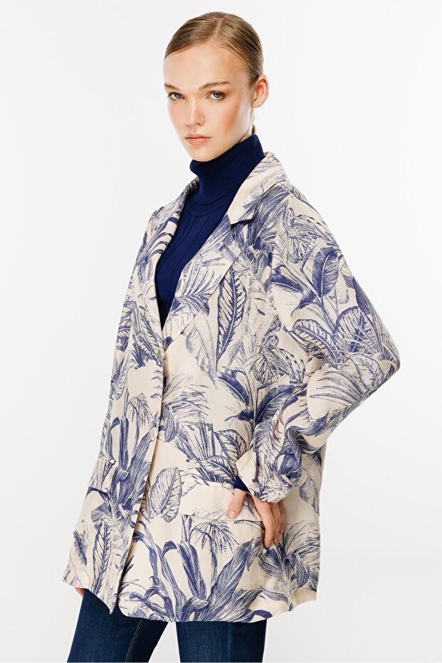 Desenli Ceket BEJ MAVİ - 5