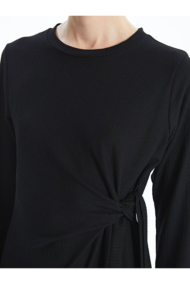 Bisiklet Yaka Dokulu Elbise - 4