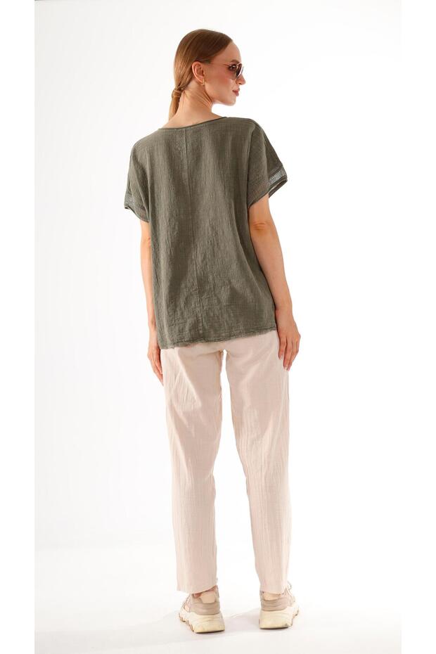 Starry Sequined Linen Blouse - 5