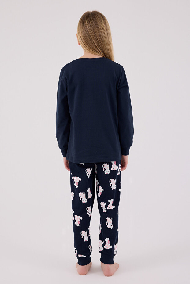 Kız Çocuk Lacivert Pijama Takımı - 5