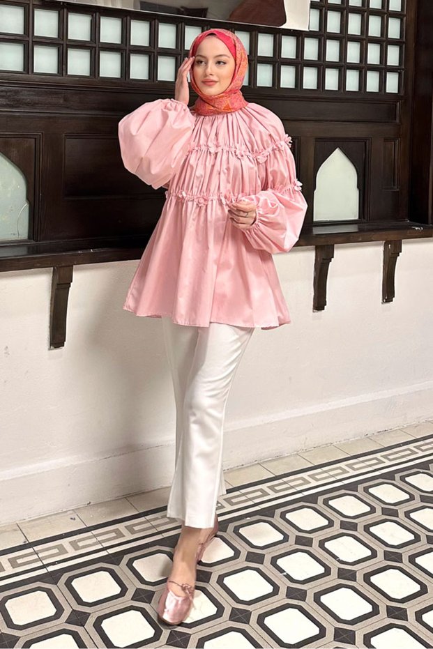 Mini Floral Women's Hijab Shirt