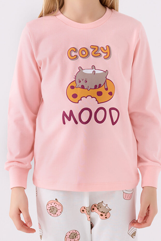 Kız Çocuk Pembe Pijama Takımı - 4