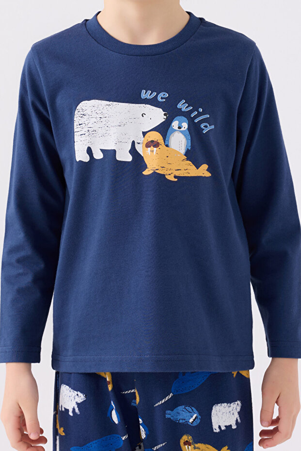 Erkek Çocuk Mavi Pijama Takımı - 4