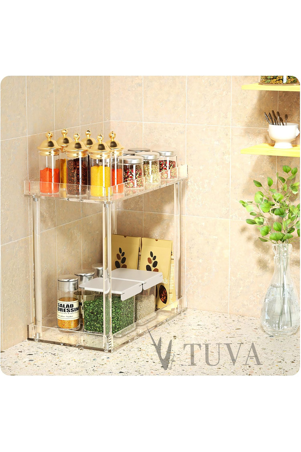 Tuva - Modern Stick Foot Two Layers New Generation Elite Makeup Jewelry Cosmetic Accessory Organizer Organizer
