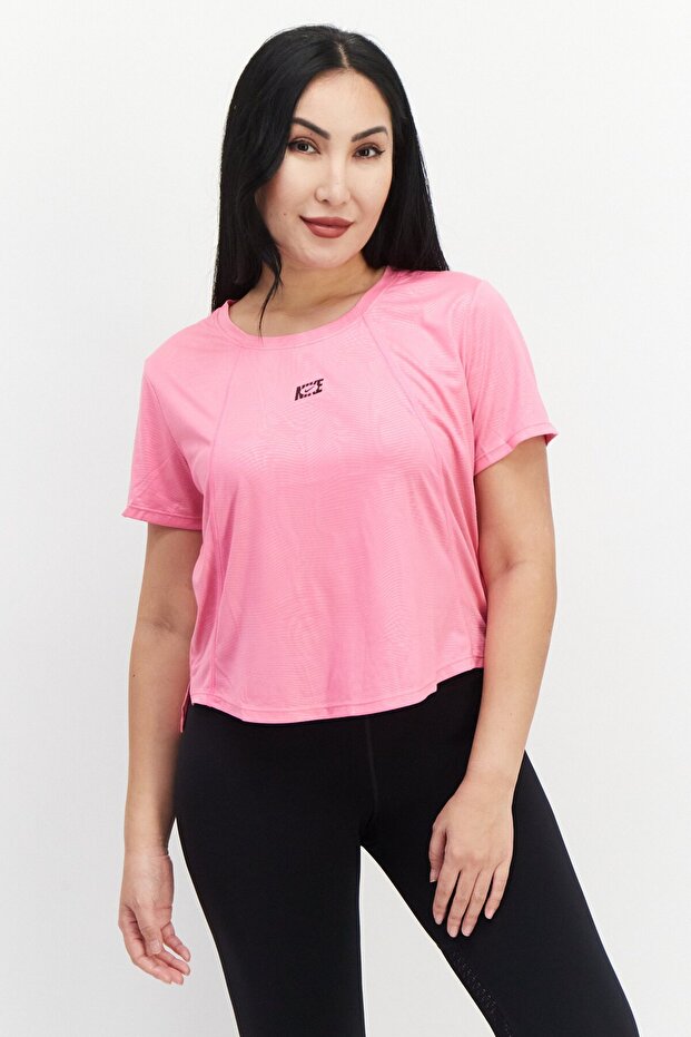 بلوزة تدريب Dri-Fit بأكمام قصيرة للنساء، وردي
