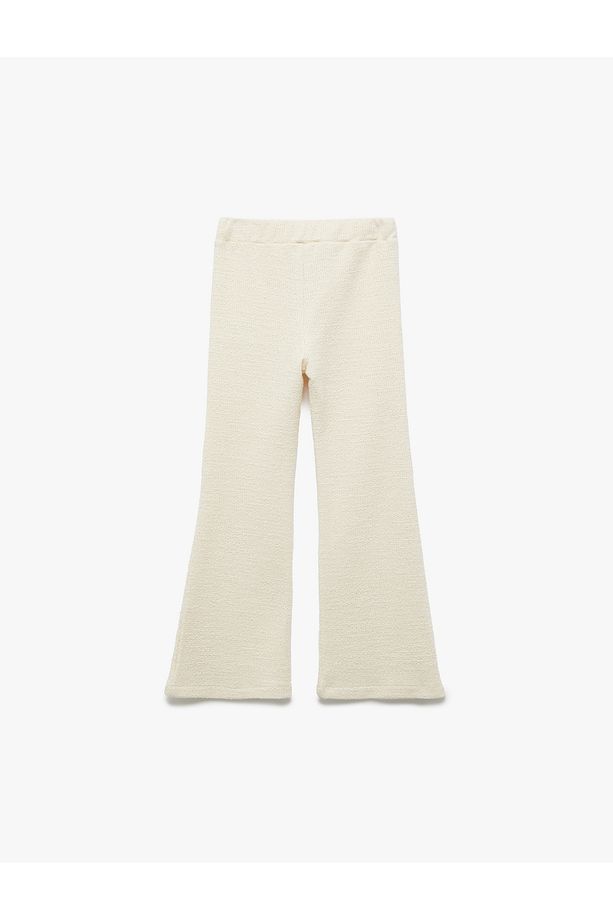 Pamuklu Beli Lastikli Basic İspanyol Paça Pantolon - 2