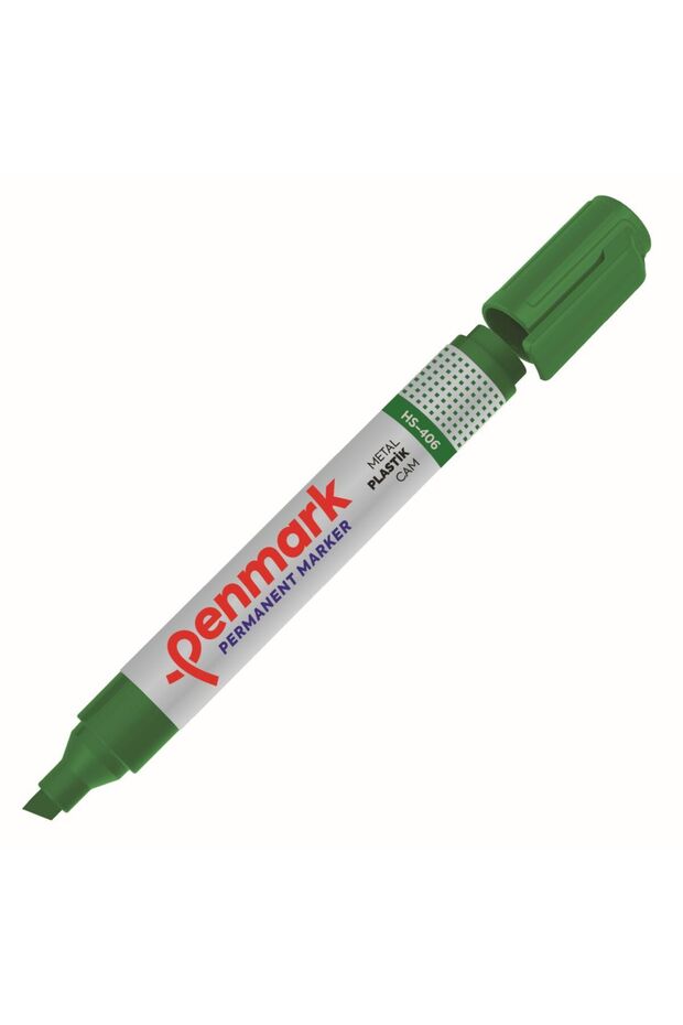 قلم تحديد دائم ذو طرف مقطوع أخضر اللون HS-406-12-PKT