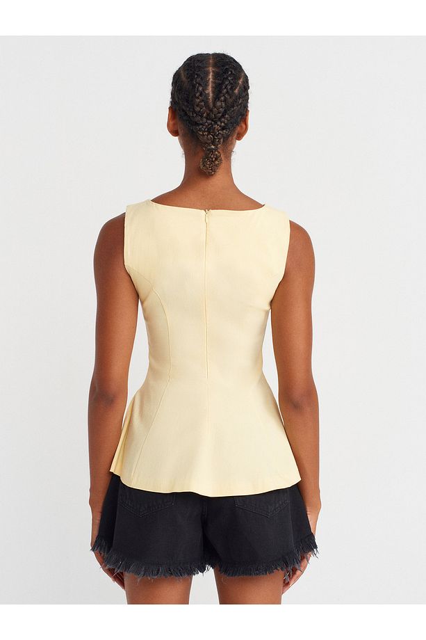 50281 Peplum Top-Açık Sarı - 2