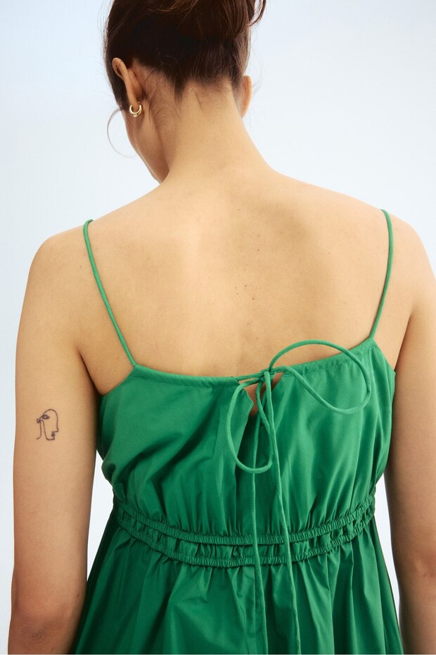 MAMA Askılı Poplin Elbise - 5