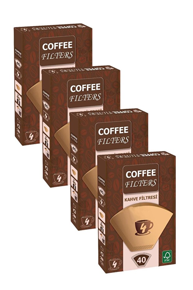 Coffeo Filters NO4 40 Adet Kahve Filtre Kağıdı x 4 Adet - 1