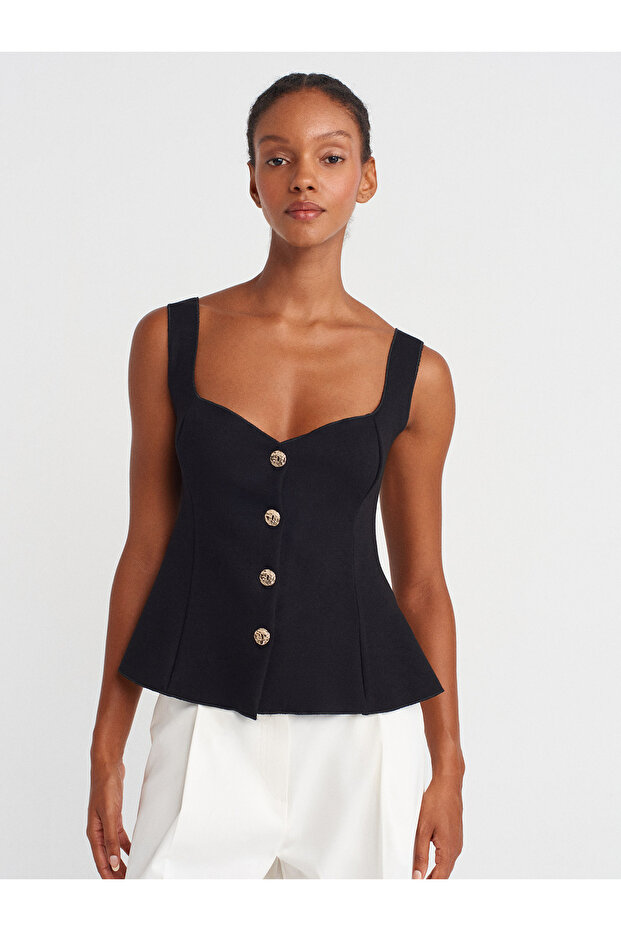 31987 Peplum Top-Siyah - 1