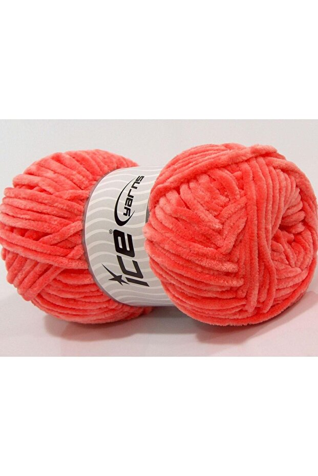 Lot of 4 X 100Gr Skeins Ice Yarns Chenille Baby (100% Microfiber) Yarn Light Salmon