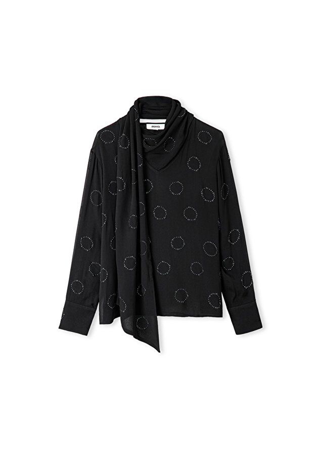 Hotfix baskısı şifon bluz - 3