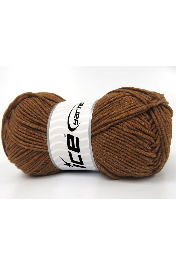 Lot of 4 X 100Gr Skeins Ice Yarns Lorena Worsted (55% Cotton) Yarn Brown