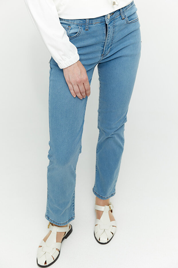 Dar Paça Denim Pantolon - 4