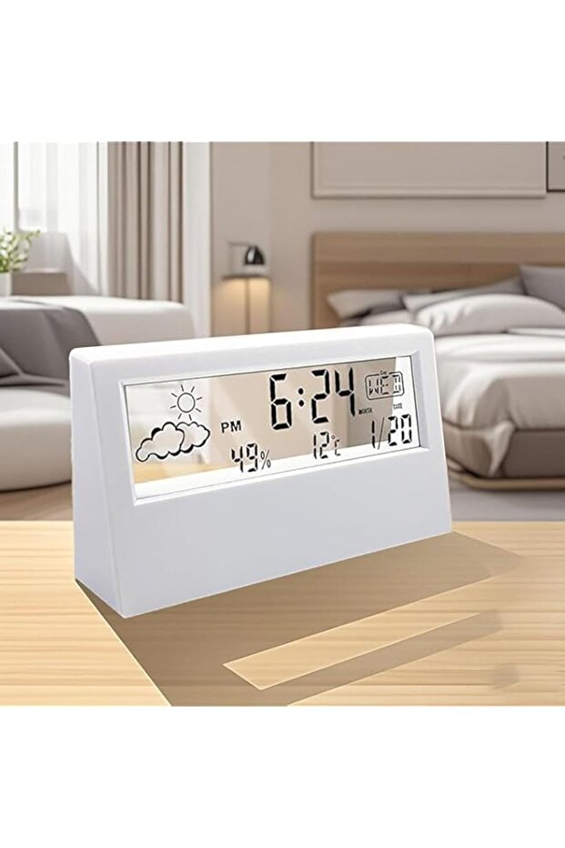 Desk Clock, Digital Alarm Clock, Transparent Modern Design, Temperature, Humidity, Snooze, Aestheti - 1