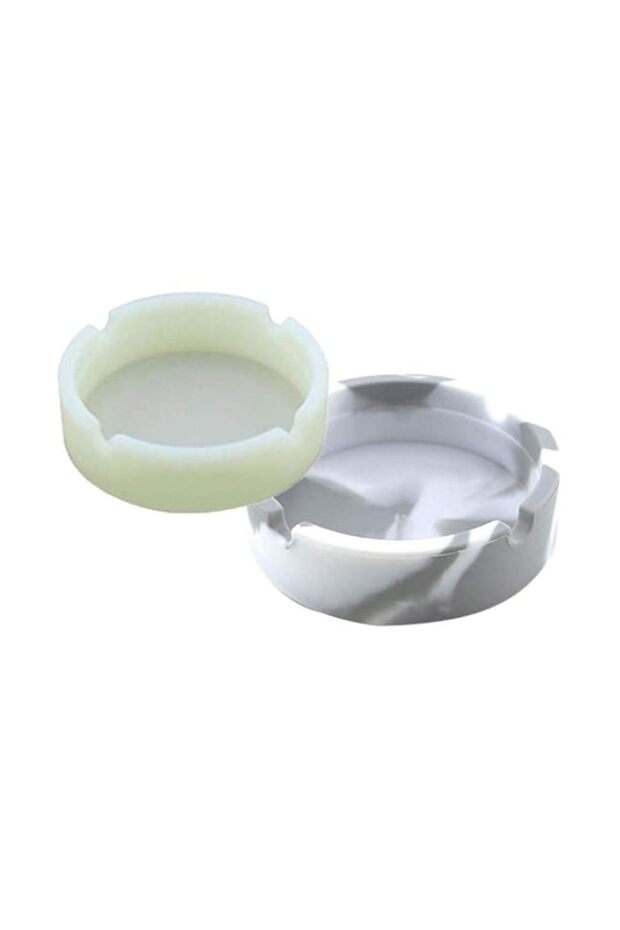 2 Pcs Silicone Ashtray, Round, Grey&White