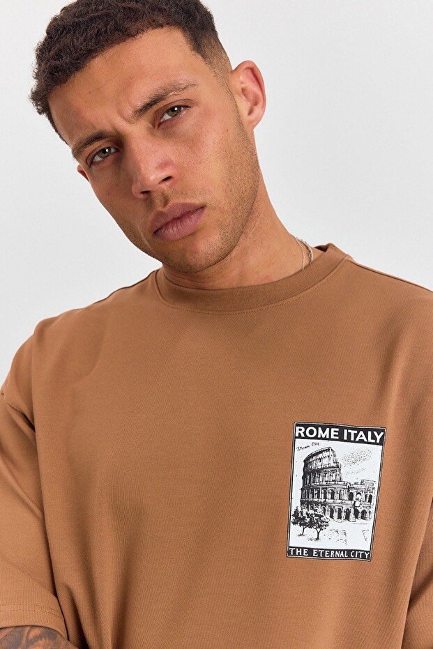 Rome Baskı ve Nakış Detaylı Oversize Tshirt - 2