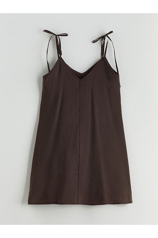 summer collection V Yaka Askılı Modal Karışımlı Mini Elbise city - 6