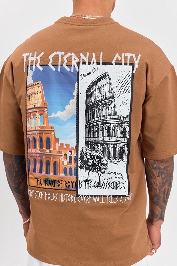 Rome Baskı ve Nakış Detaylı Oversize Tshirt - 5