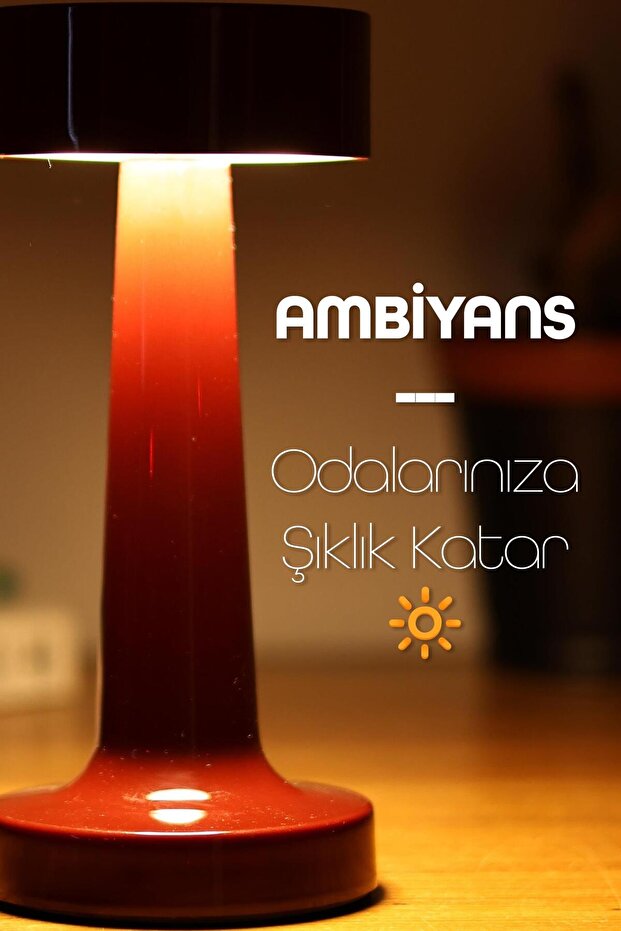 Dokunmatik Şarjlı Masa Lambası 3 MOD İskandinav Ambiyans Çalışma Okuma Işığı Lamba Kahve 332 - 6