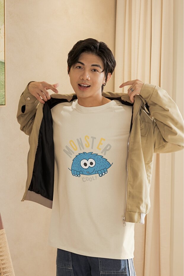 Men/Women Monster Cool Transfer Printed Round Neck Short Sleeve T-Shirt