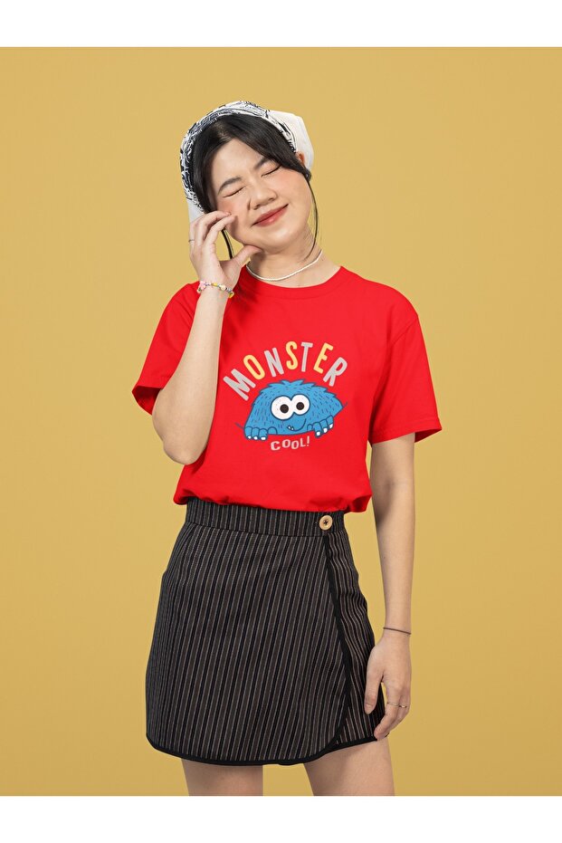 Men/Women Monster Cool Transfer Printed Round Neck Short Sleeve T-Shirt