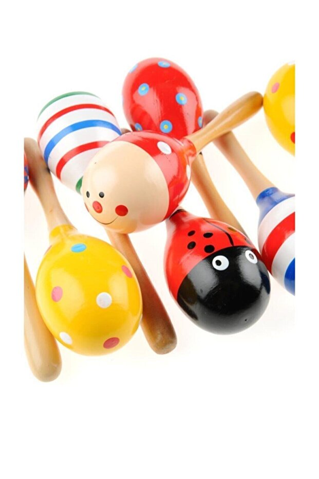 Wooden Colorful Maracas Rattle Children's Toy