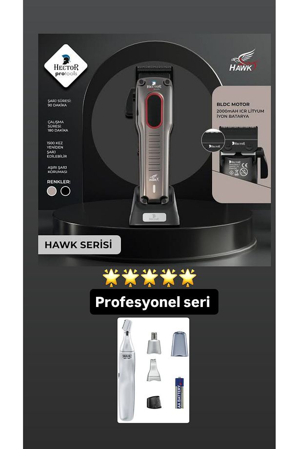 HawkX BLDC Profesyonel Tıraş Makinesi Siyah - 1