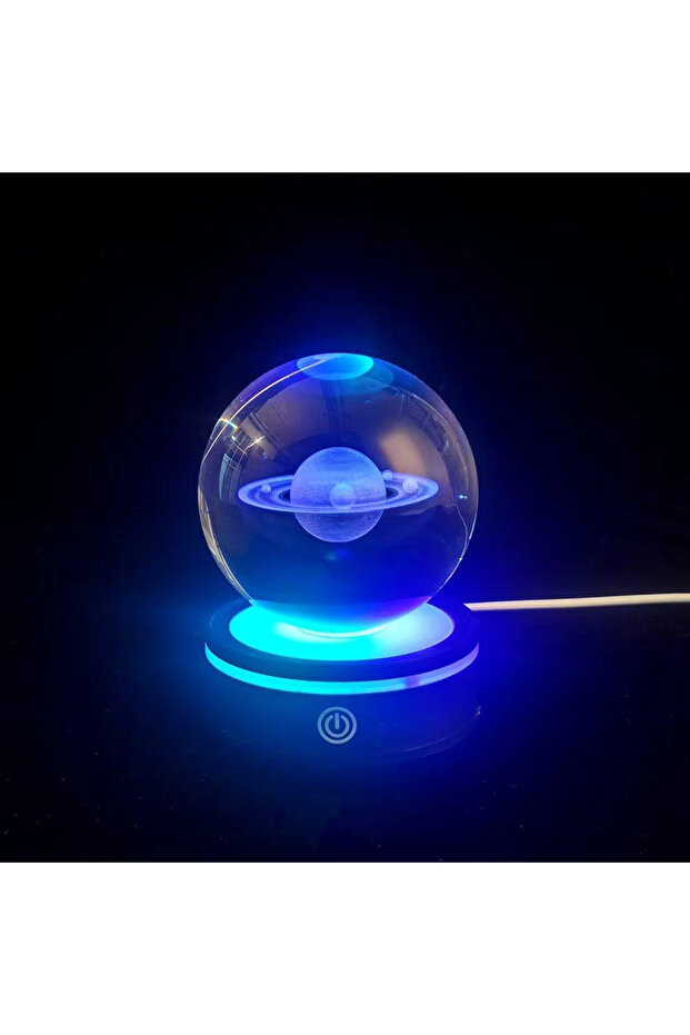 كرة زجاجية دوارة بتصميم كوكب زحل بمنفذ USB