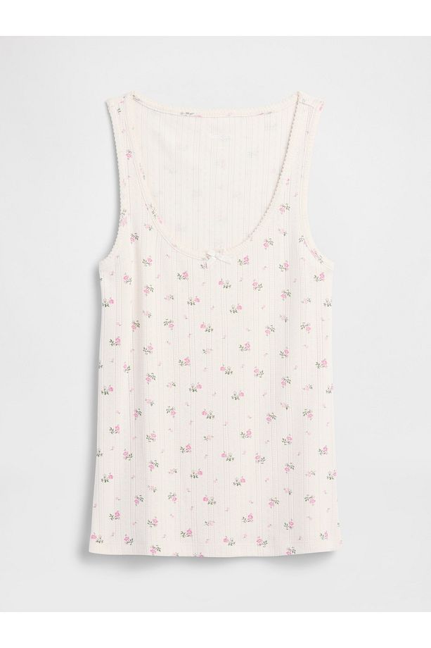 Kadın Çiçek Desenli Pointelle Halter Yaka Atlet - 2