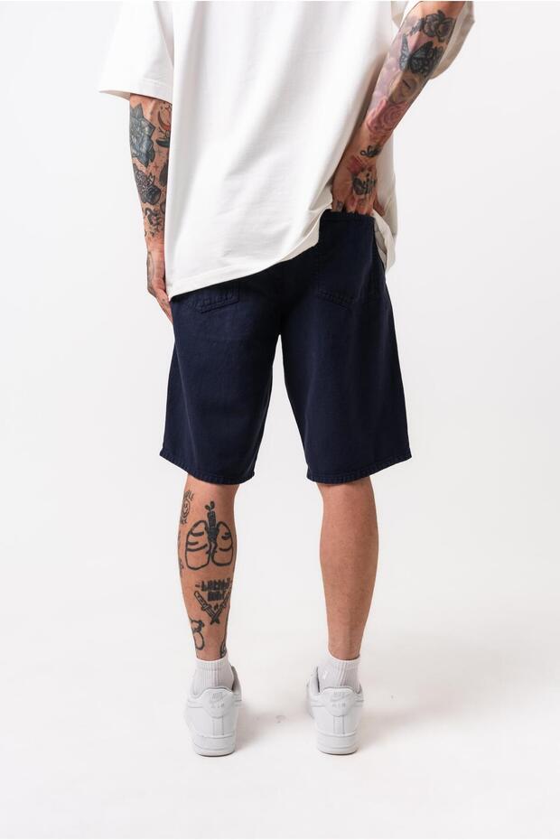 Erkek Parça Boya Şort Lacivert - 4