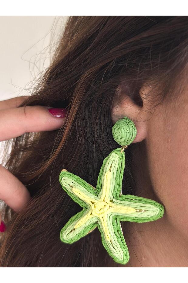 أقراط من القش متدلية على شكل نجم البحر - 2