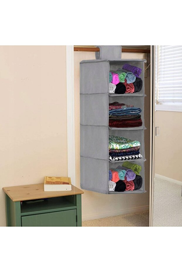 Sersimo closet organizer, 4 compartments, textile, 80cm, gray - 7