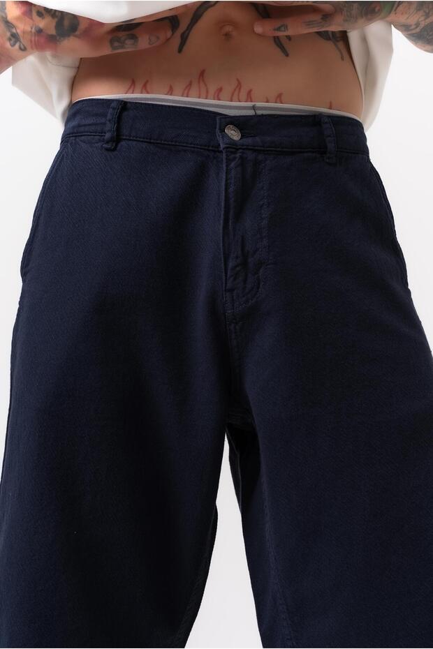 Erkek Parça Boya Şort Lacivert - 5