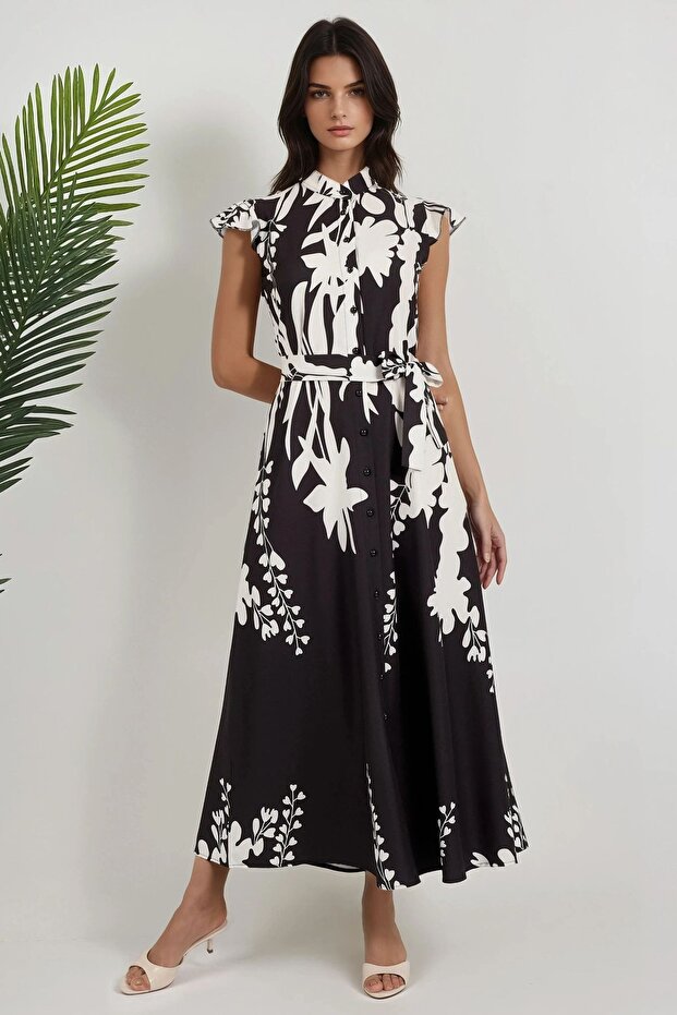 Çiçekli Uzun Elbise - 1