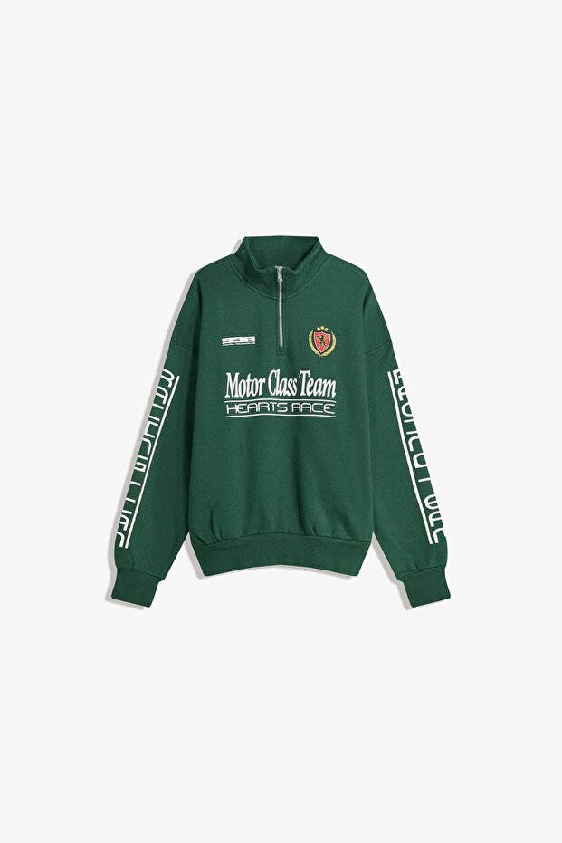 Baskılı fermuarlı sweatshirt - 2