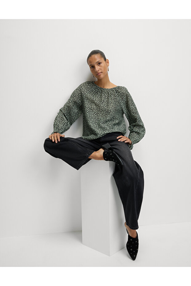 Lyocell Baskılı Uzun Kollu Bluz - 6