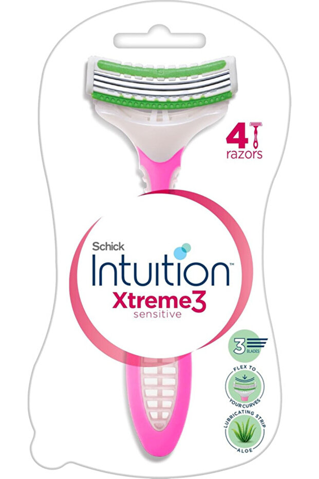 Xtreme3 Disposable Razor for Women, 4 Pack,Suitable for Sensitive Skin,3 Ultra thin blades
