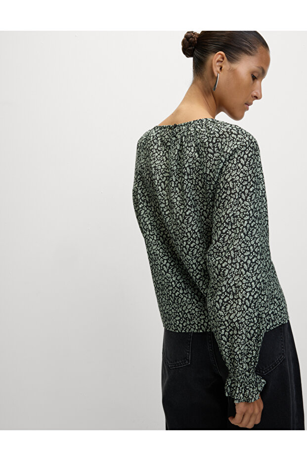 Lyocell Baskılı Uzun Kollu Bluz - 5