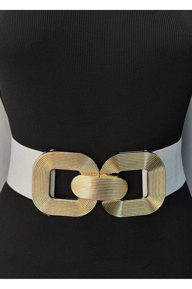 Kadın gold tokalı elastik bel kemeri korse - 1