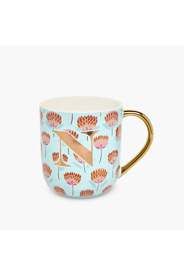 Initial N Print Ceramic Mug with Handle - 500 ml
