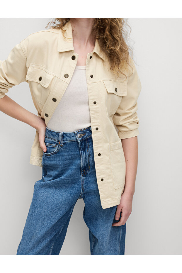 Kemerli Denim Ceket - 4