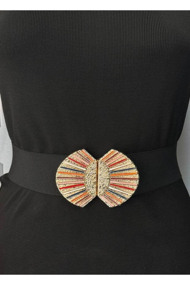 Γυναικείο ελαστικό κορσέ με χρυσή αγκράφα - 3