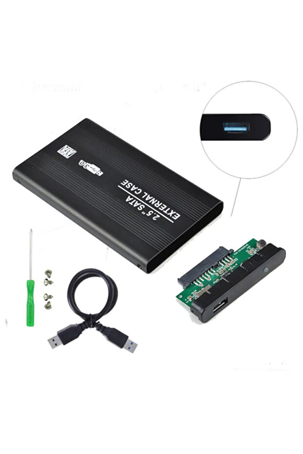 2.5 HDD Box USB 3.0 Hardisk Box هيكل معدني صندوق خارجي - أسود
