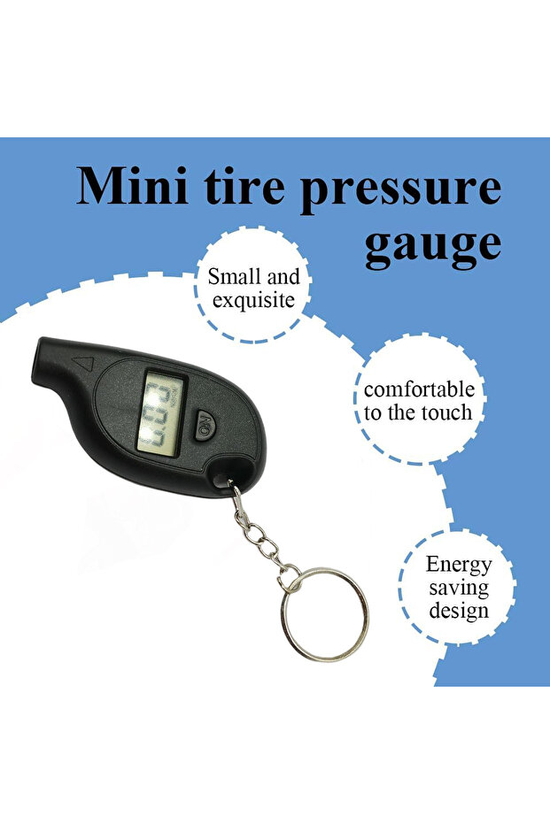 TG-51 Digital Tire Pressure Gauge with LCD Display and Key Ring – Compact and Handy - 6