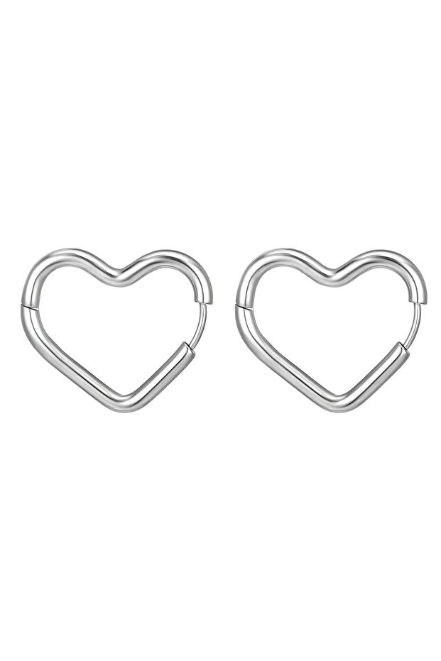 Heart Steel Earrings - Heart Hoop Earrings